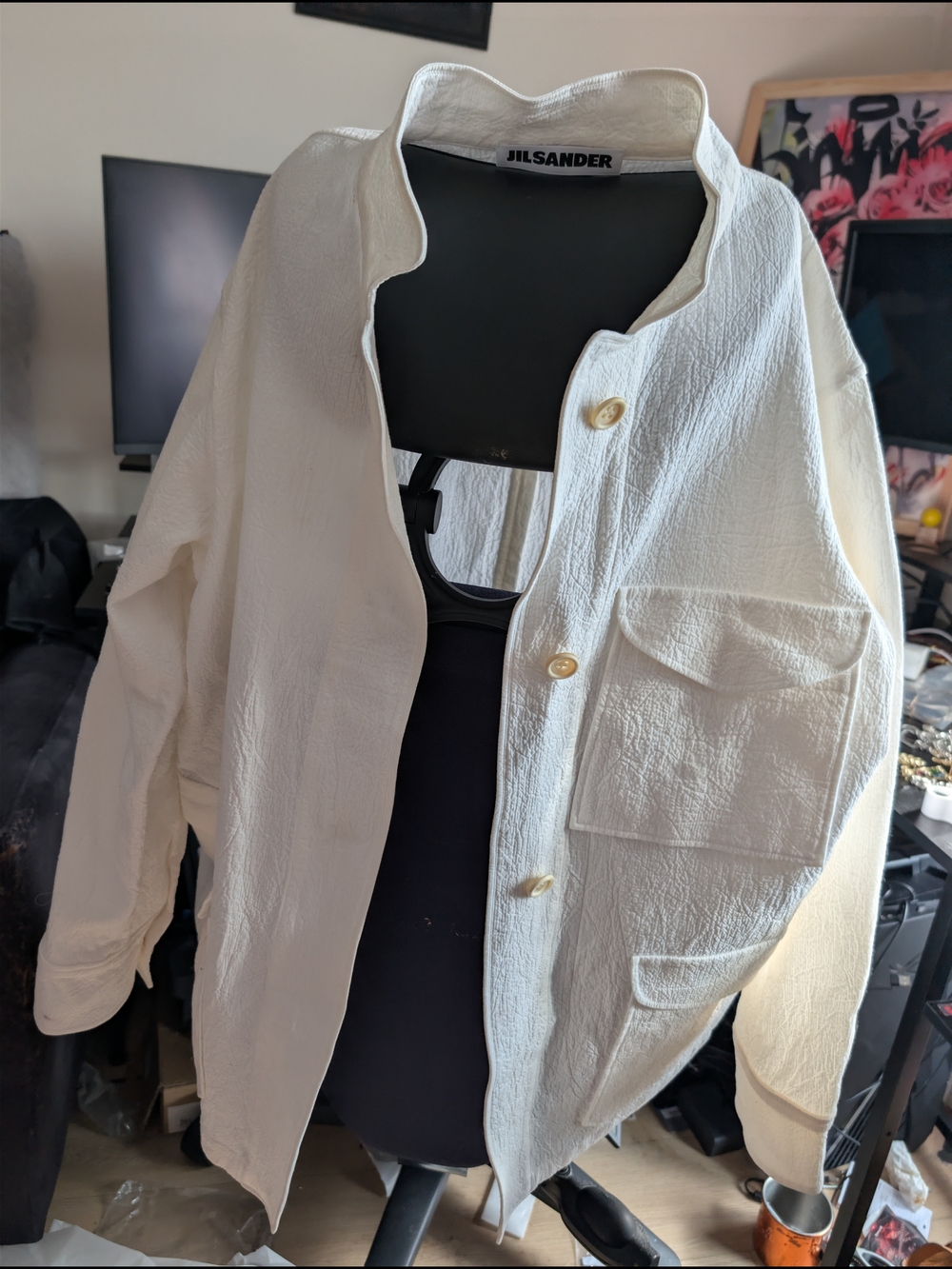 Jil Sander Off-White Textured Utility Jacket - Picture 5 of 6